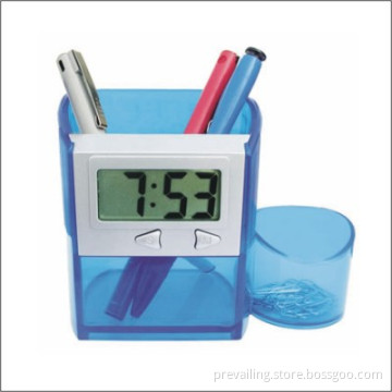 Penholder with Clock&amp;Clip Tray